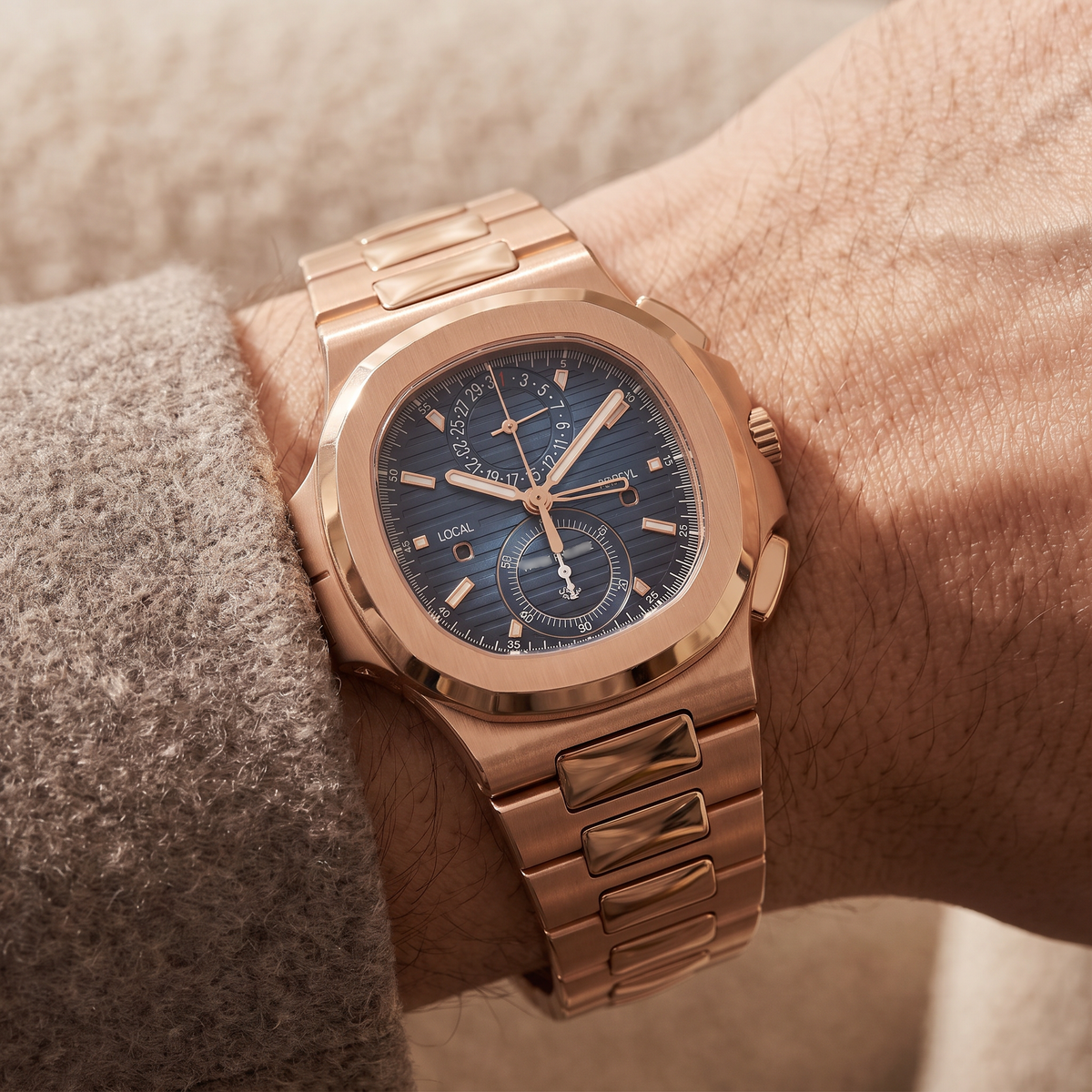 Philip Nautilus 5990 Blue Dial Rose Gold Automatic Watch