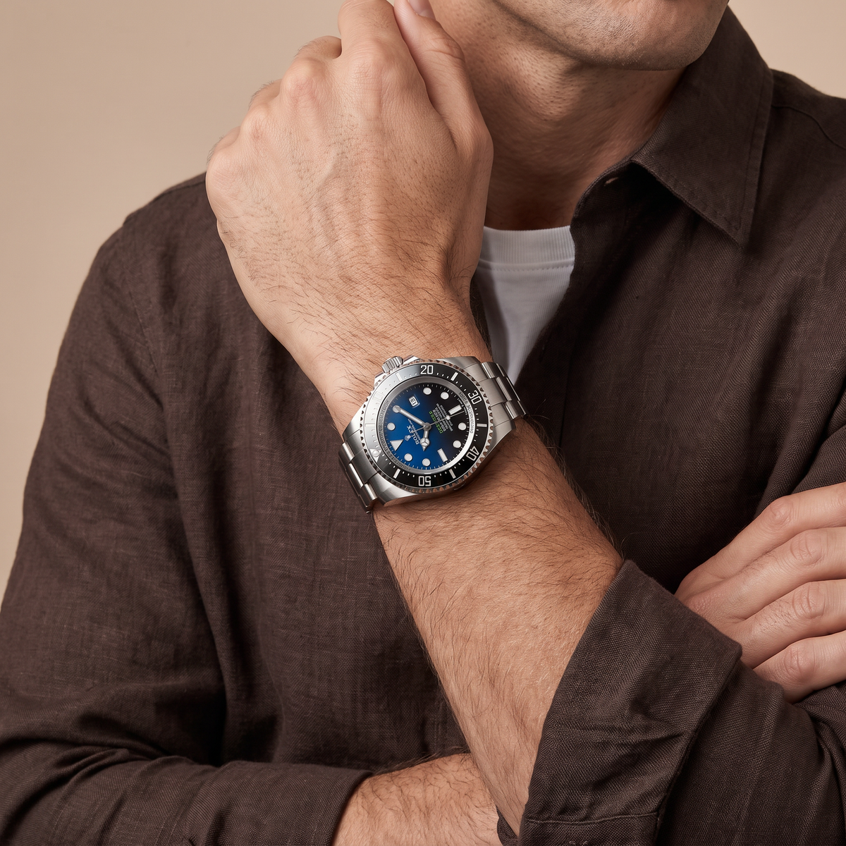 Sea-Dweller Deep Blue Dial Stainless Steel Rotating Bezel Men’s Watch