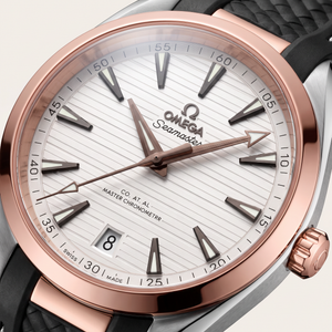 Seamaster Aqua Terra 150M White Dial Rose Tone Bezel Men's Watch