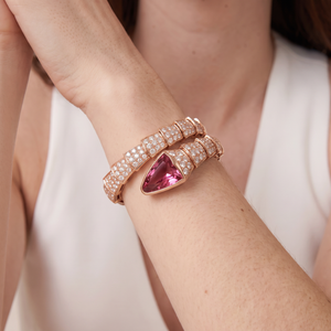 Serpenti Rose Pink Stone Wrap Bracelet