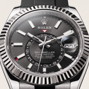 Sky-Dweller White Gold Black Dial Time And Ring-Command Control Men's Watch