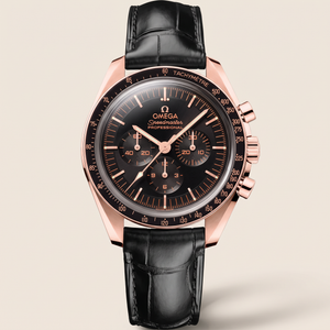 Speedmaster Full Black Dial Rose on Leather Strap Automatic Watch