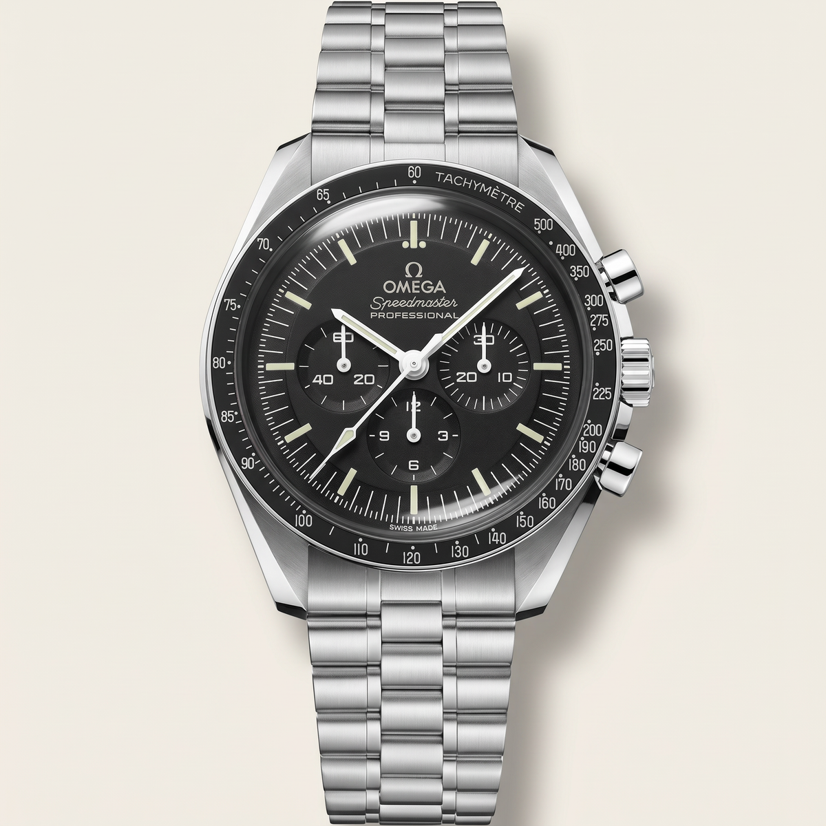 Speedmaster Full Black Dial Stainless Steel Automatic Watch