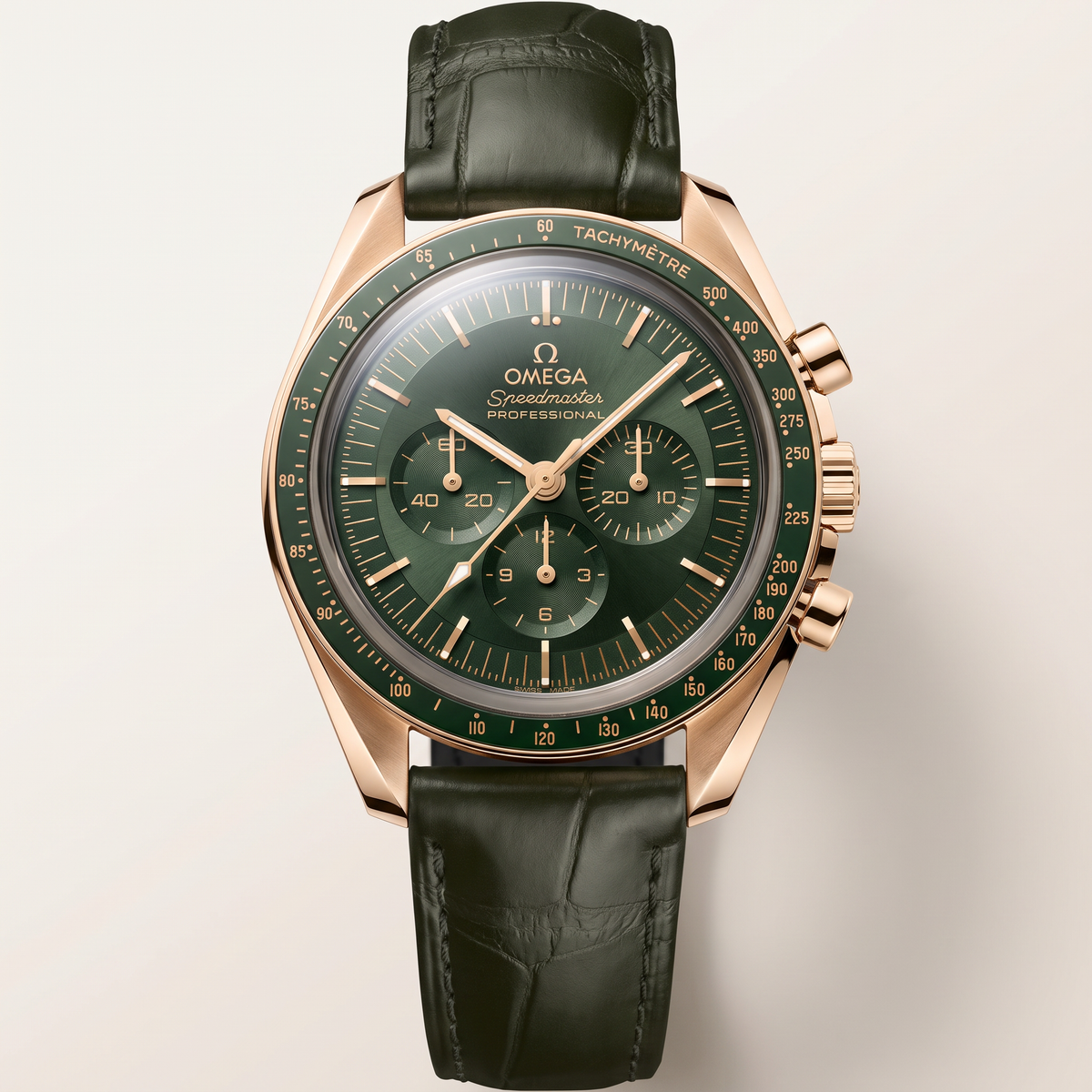 Speedmaster Olive Green Dial Gold Tone Automatic Watch