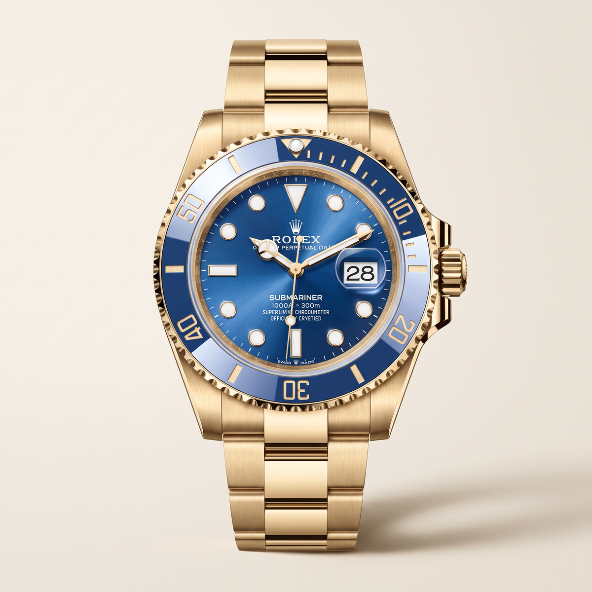 Submariner Date M126618 Blue Dial Ceramic Bezel Gold Tone Automatic Watch