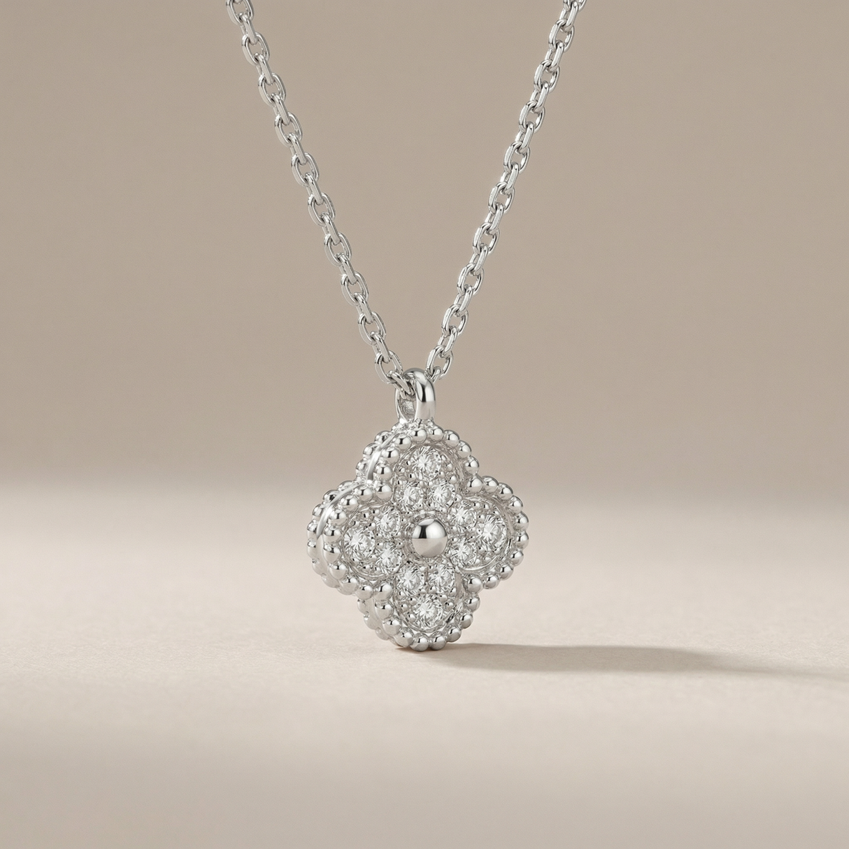 Sweet Alhambra Pavé Clover Pendant Necklace