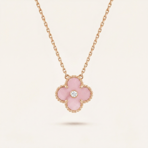 Sweet Alhambra Pink 1 Diamond Clover Necklace