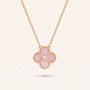 Sweet Alhambra Pink 1 Diamond Clover Necklace