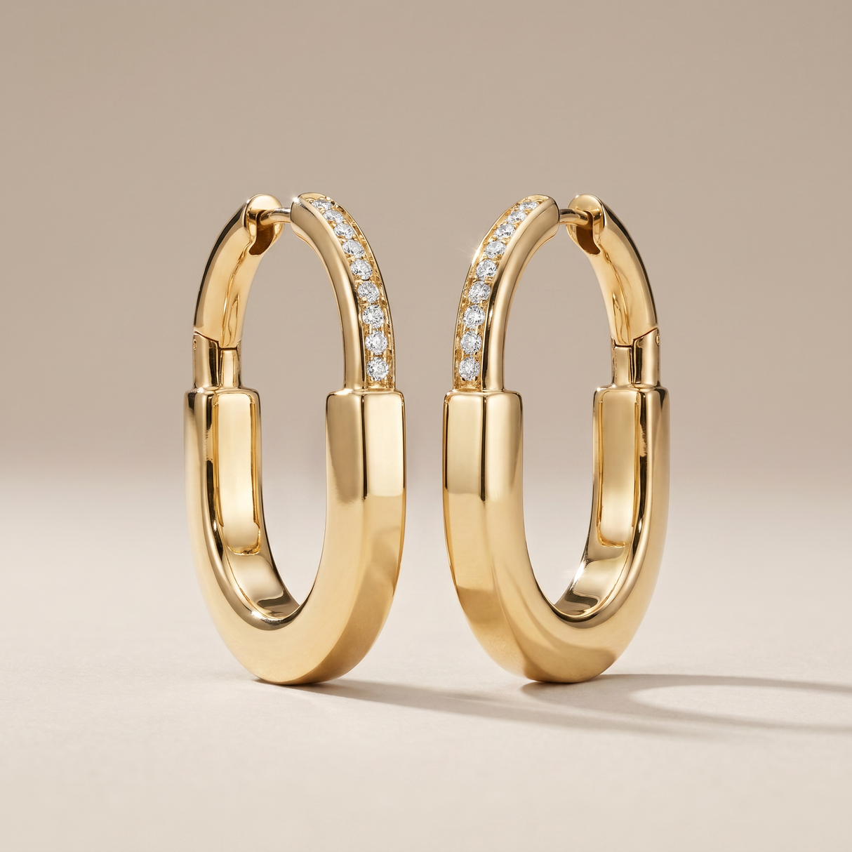 T Lock Medium Hoop Earrings