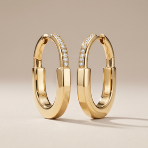 T Lock Medium Hoop Earrings