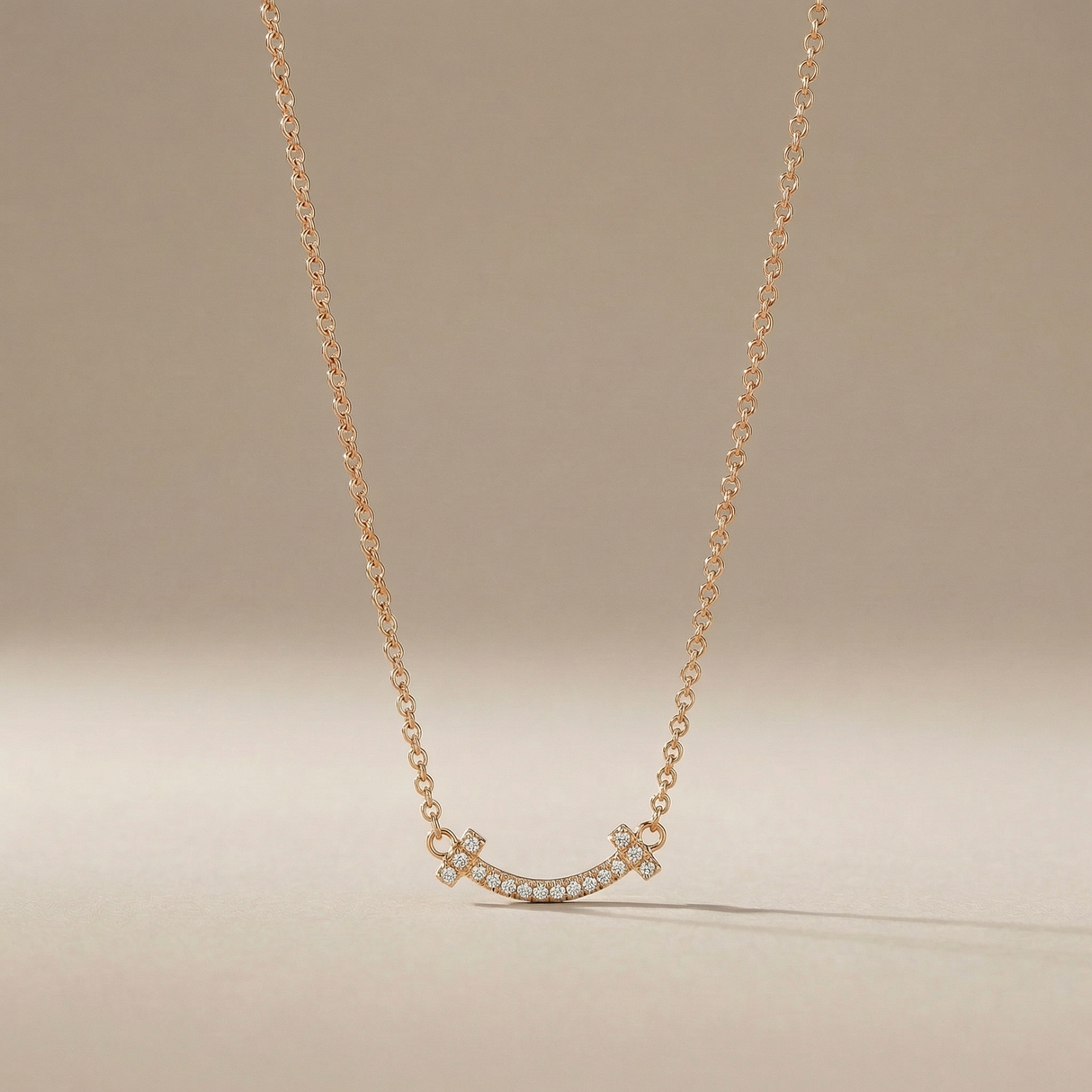 T Small Diamond Pavé Pendant Necklace