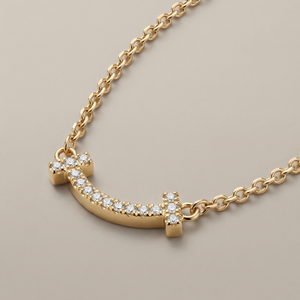 T Small Diamond Pavé Pendant Necklace