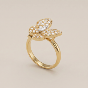Two Butterfly Pavé Diamonds Ring