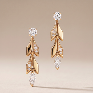 Vine Convertible Pavé Diamonds Drop Earrings