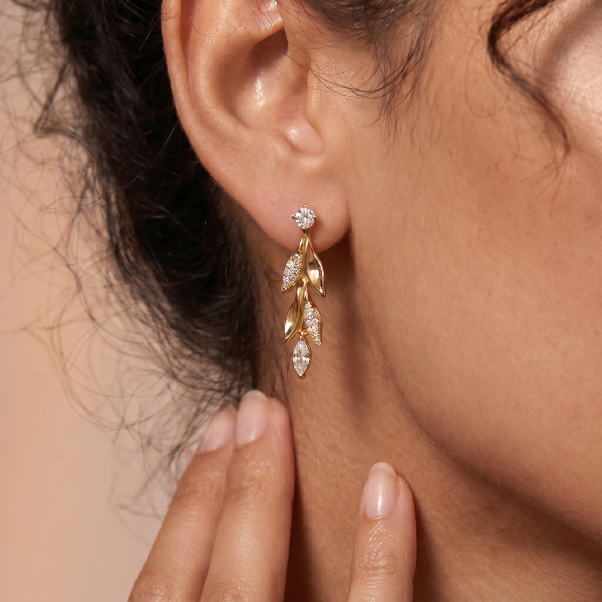 Vine Convertible Pavé Diamonds Drop Earrings