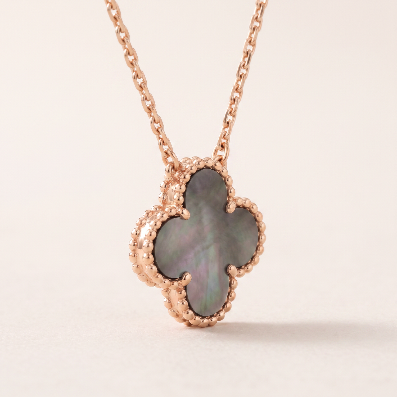 Vintage Alhambra 1 Black Mother Of Pearl Motif Necklace