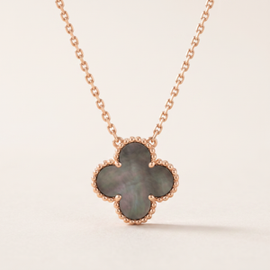 Vintage Alhambra 1 Black Mother Of Pearl Motif Necklace