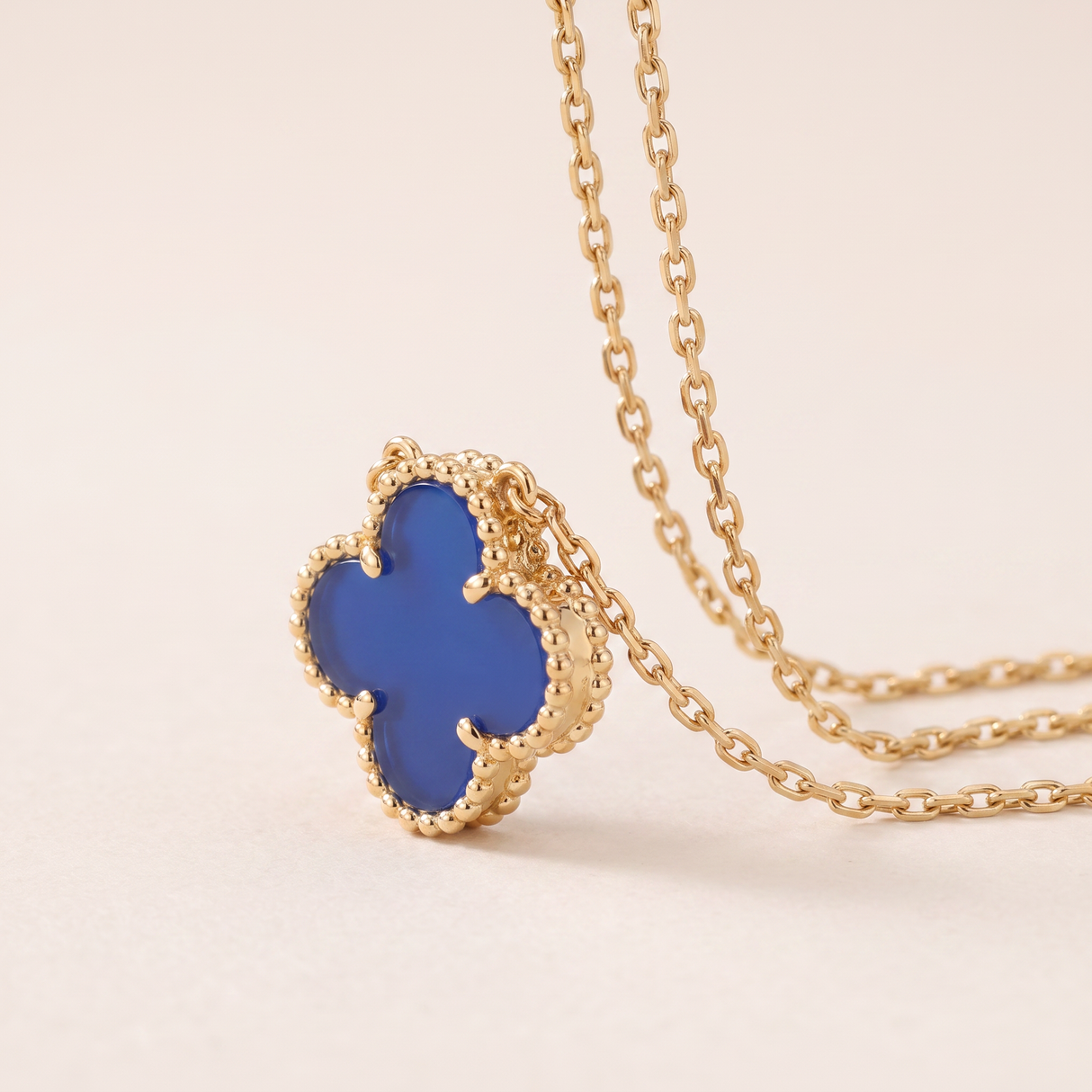 Vintage Alhambra 1 Blue Agate Motif Necklace