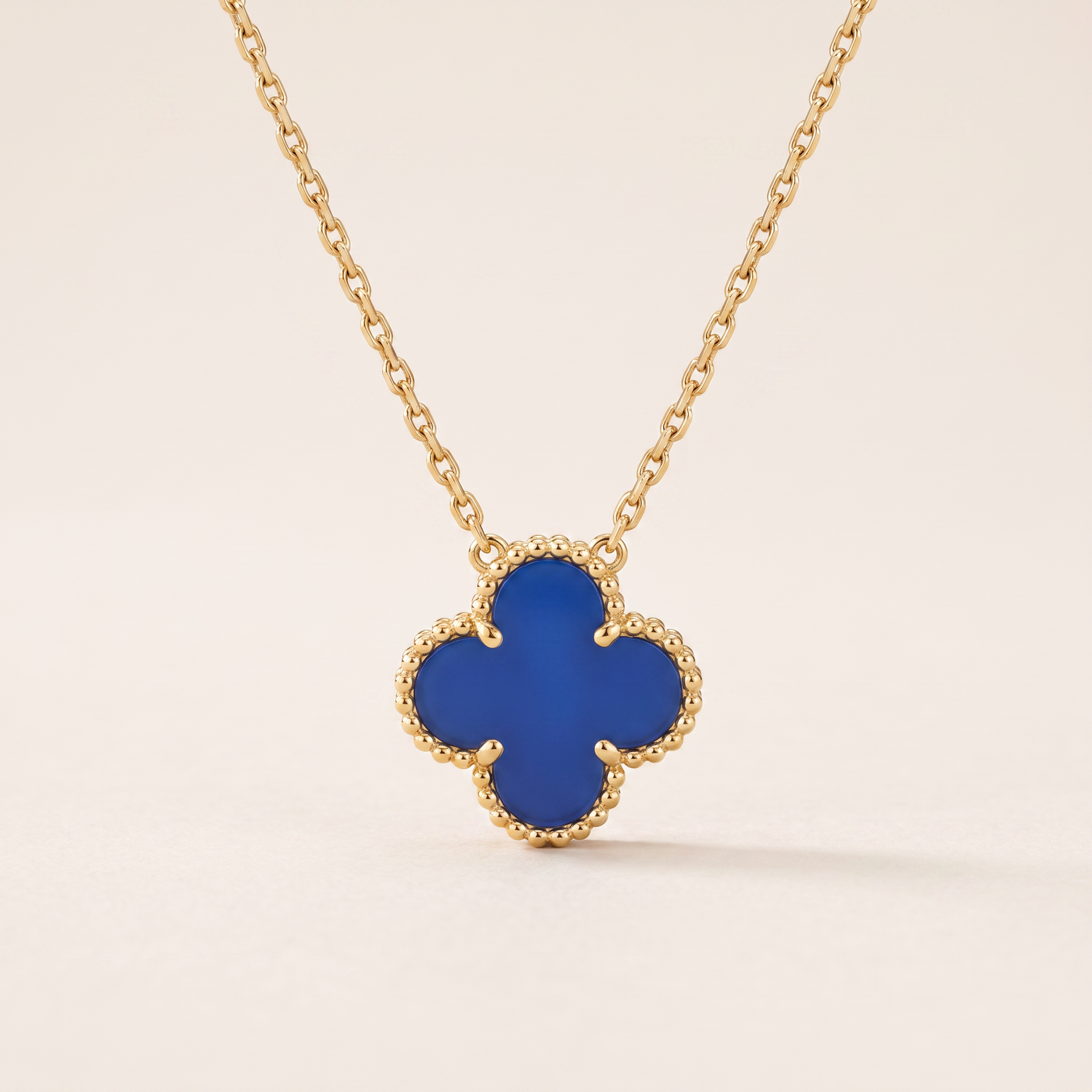 Vintage Alhambra 1 Blue Agate Motif Necklace
