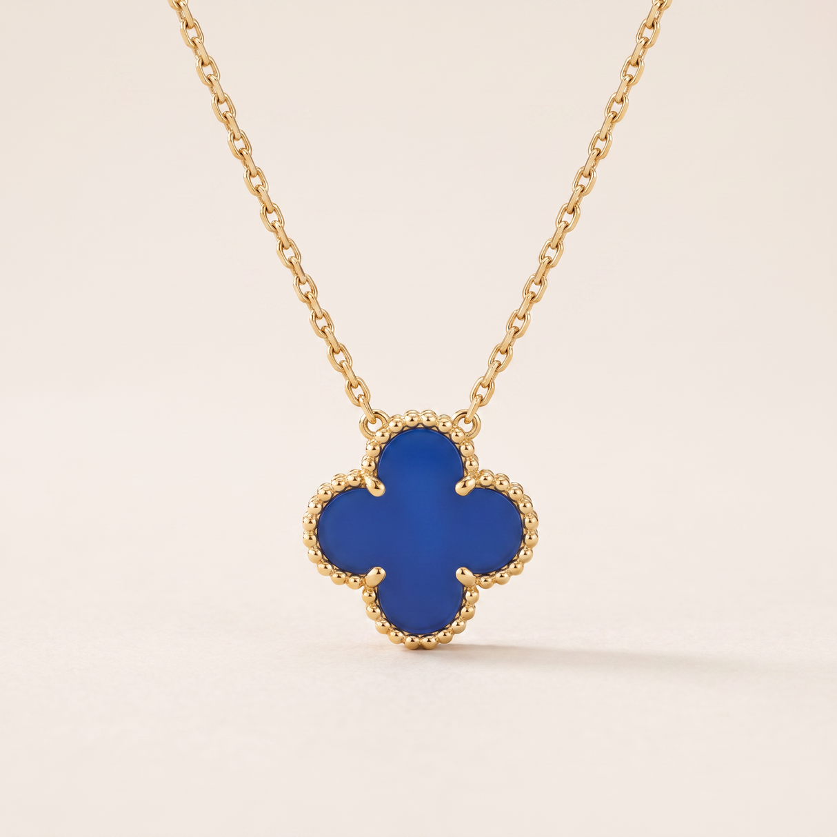 Vintage Alhambra 1 Blue Agate Motif Necklace