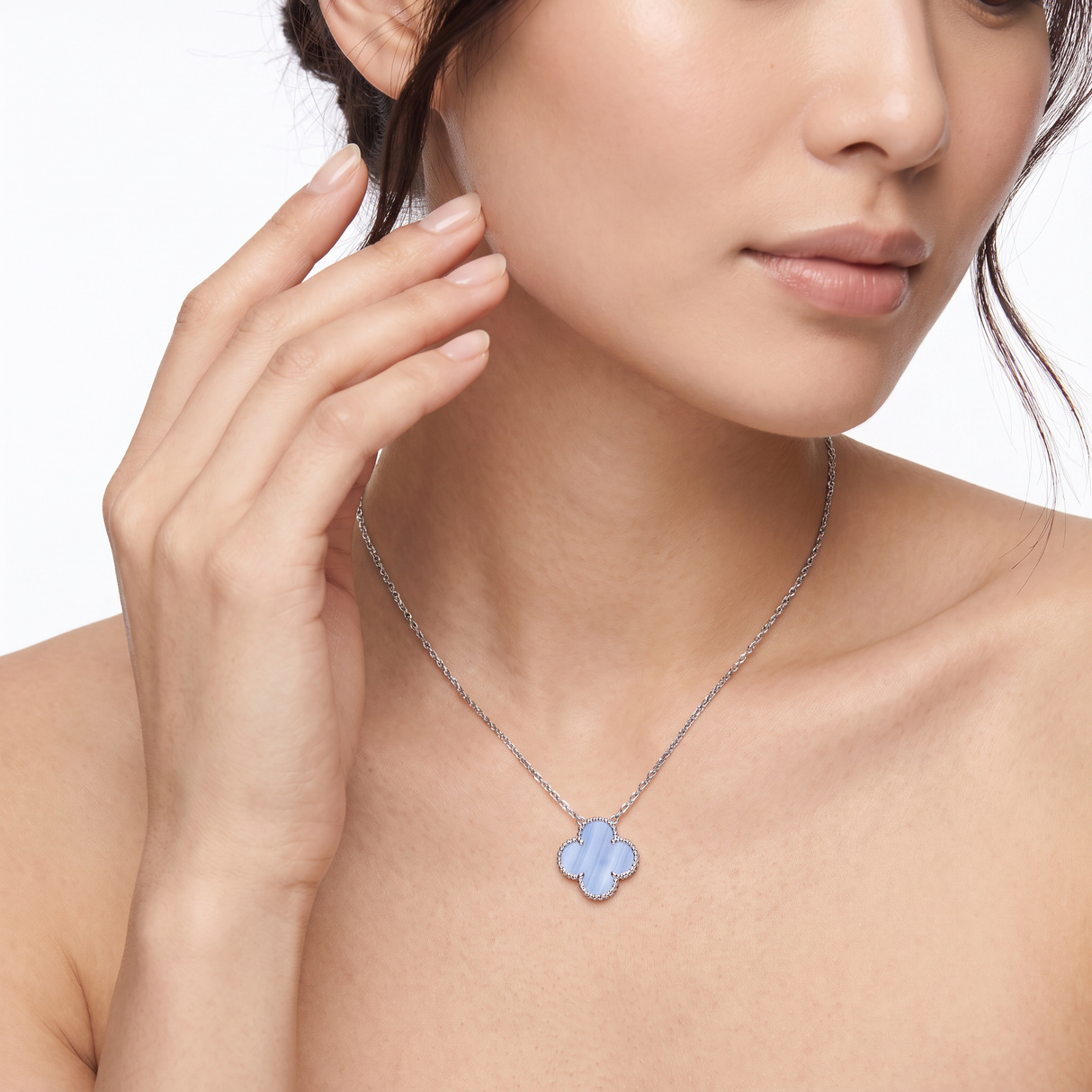 Vintage Alhambra 1 Blue Chalcedony Motif Necklace