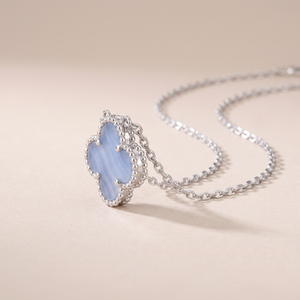 Vintage Alhambra 1 Blue Chalcedony Motif Necklace