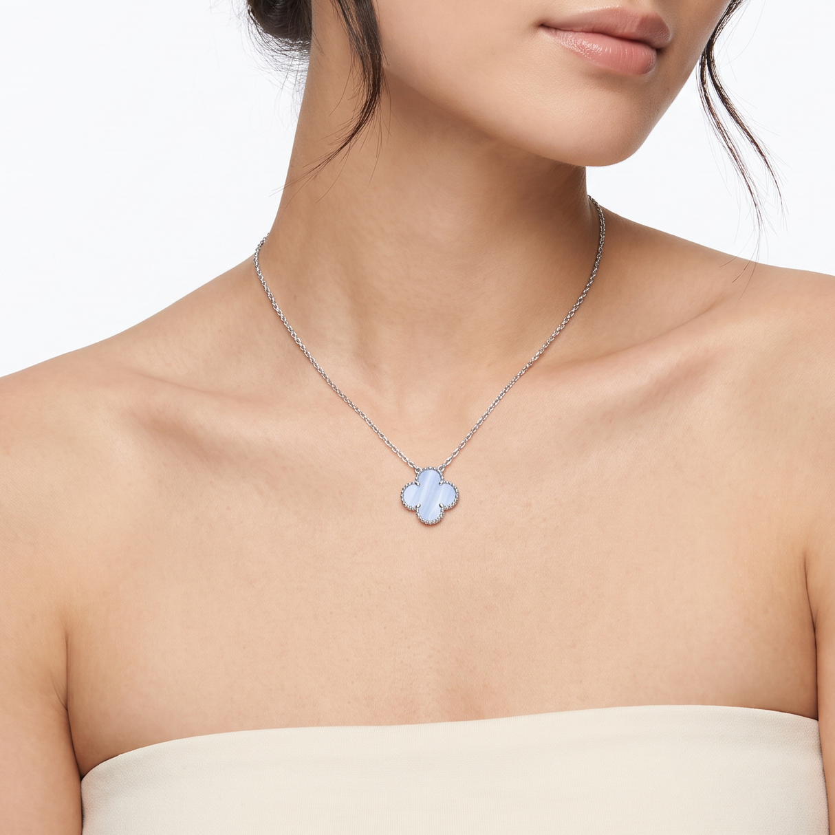 Vintage Alhambra 1 Blue Chalcedony Motif Necklace