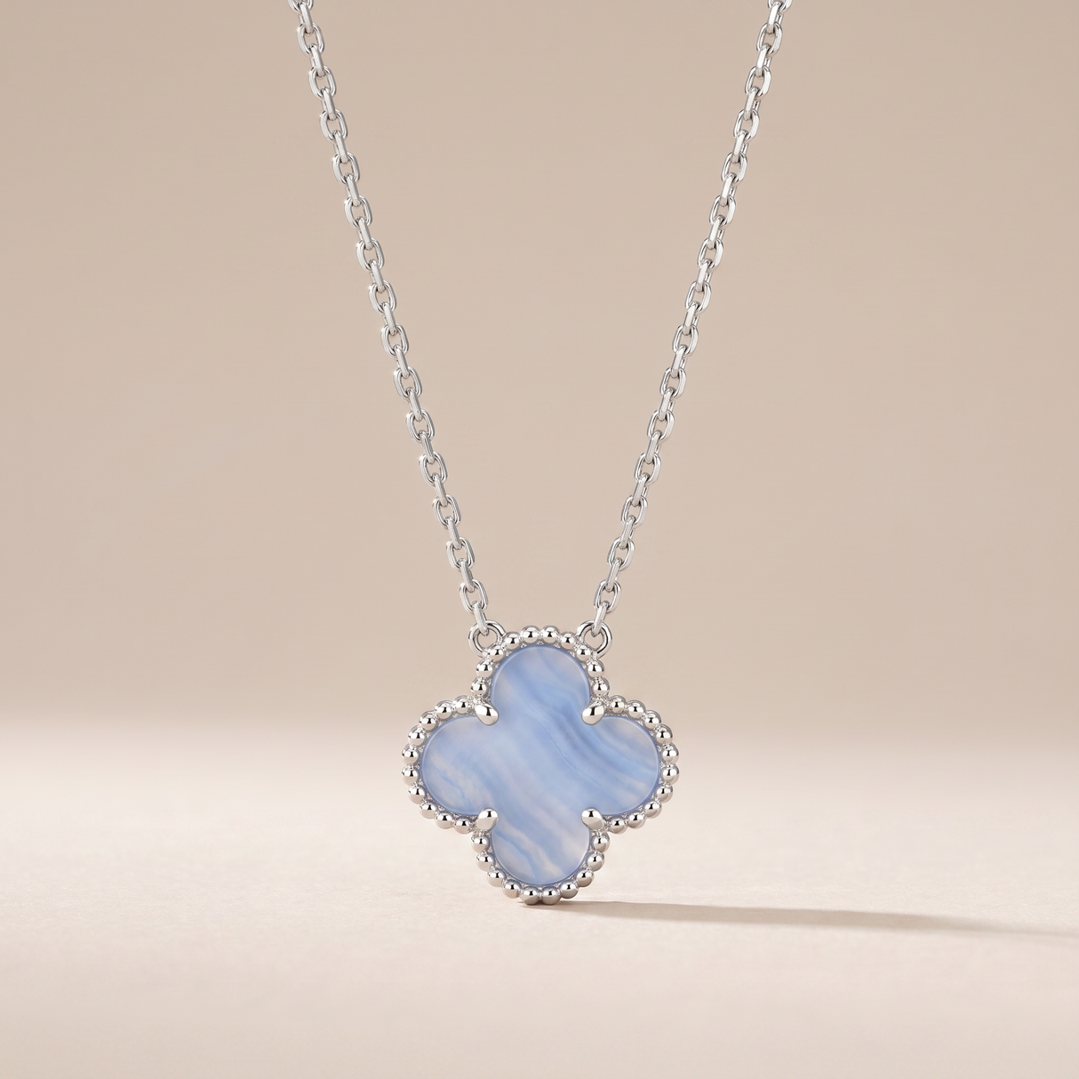 Vintage Alhambra 1 Blue Chalcedony Motif Necklace