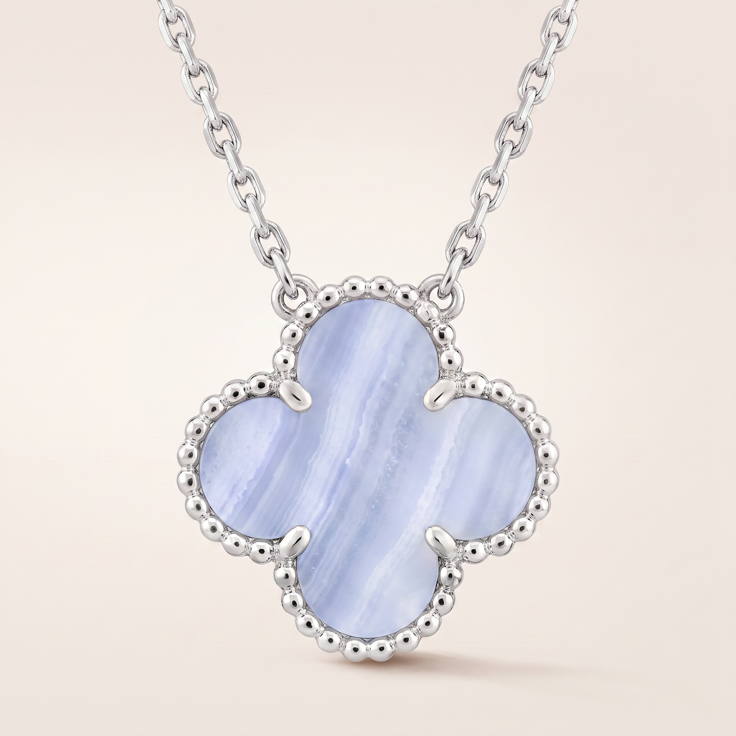 Vintage Alhambra 1 Blue Chalcedony Motif Necklace