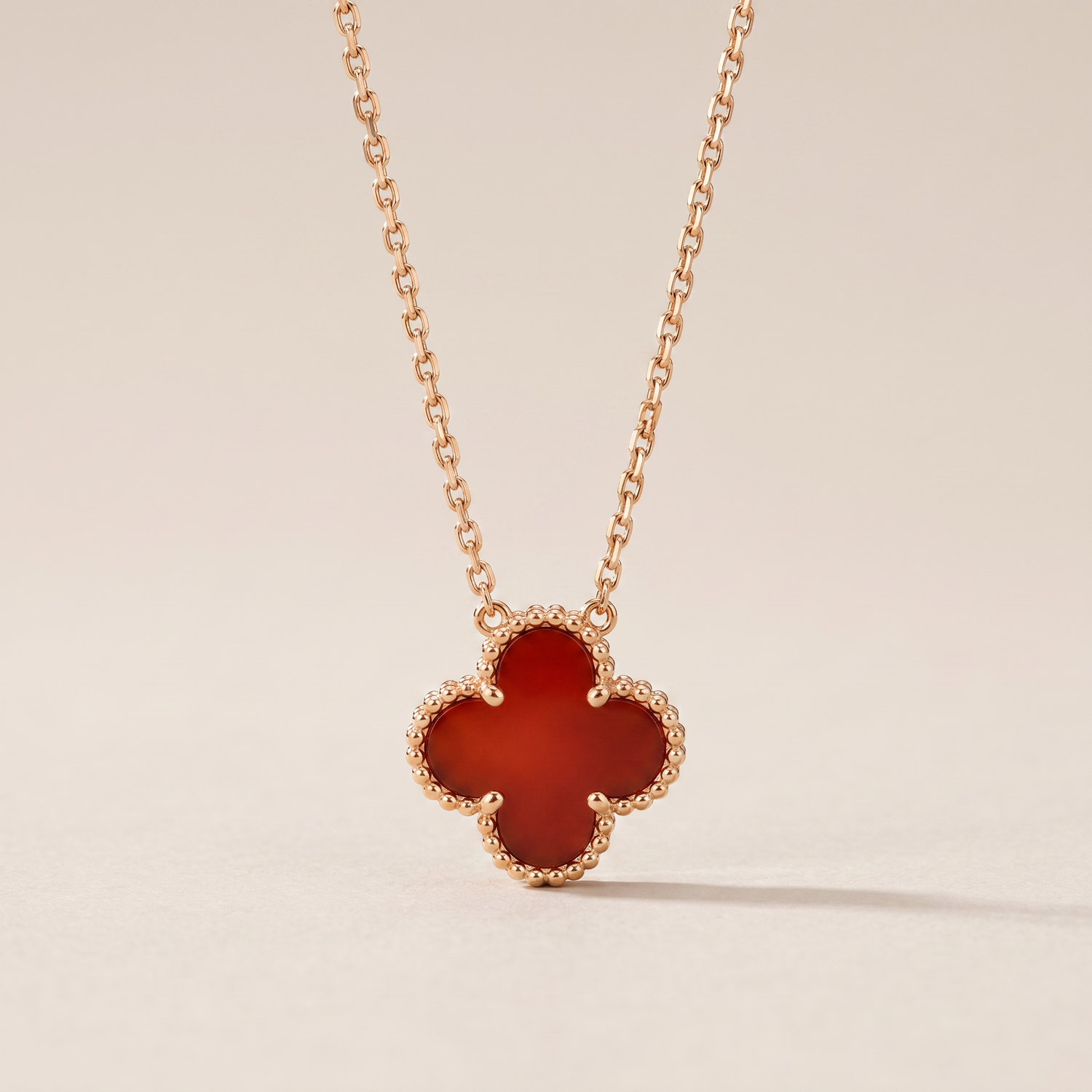 Vintage Alhambra 1 Carnelian Motif Necklace