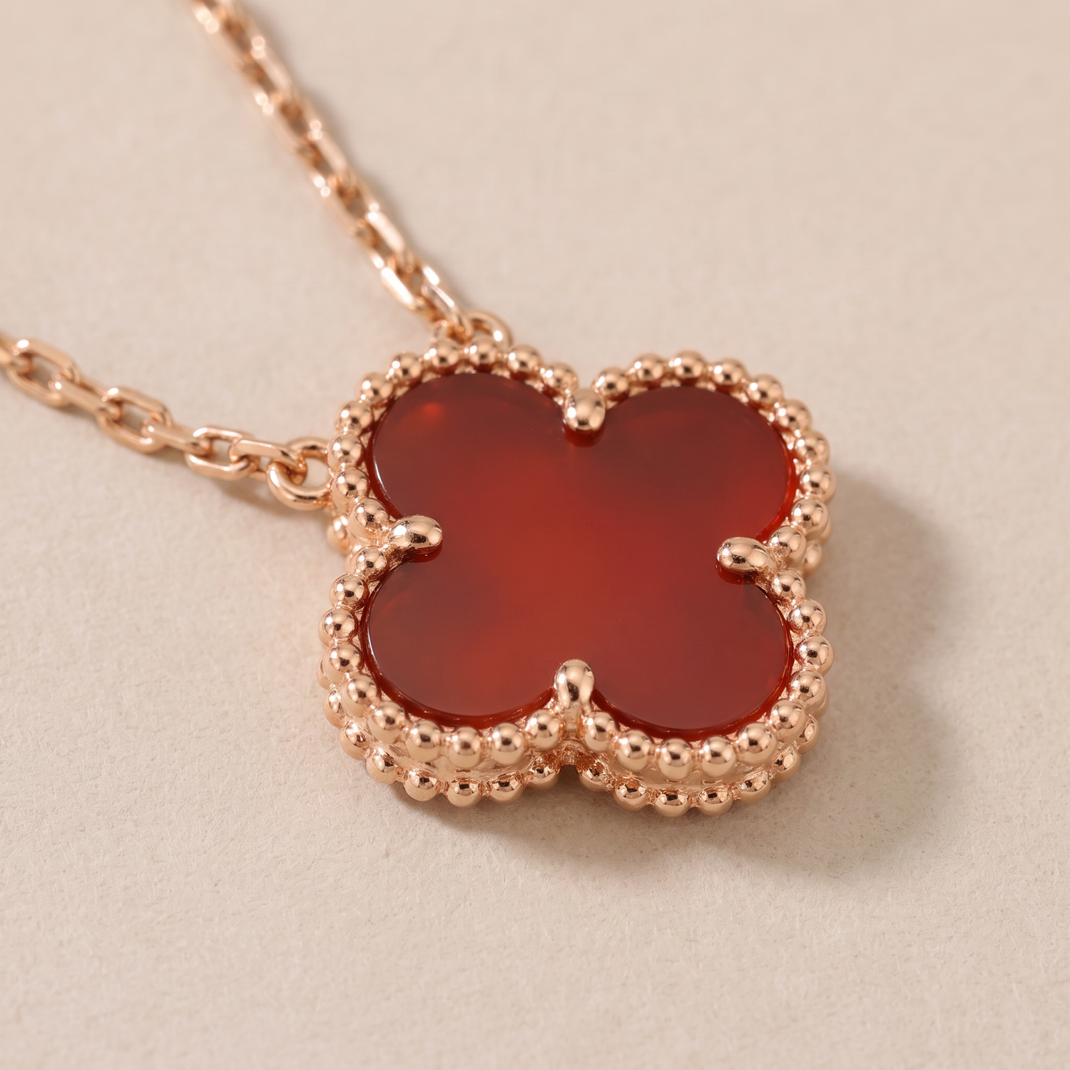 Vintage Alhambra 1 Carnelian Motif Necklace