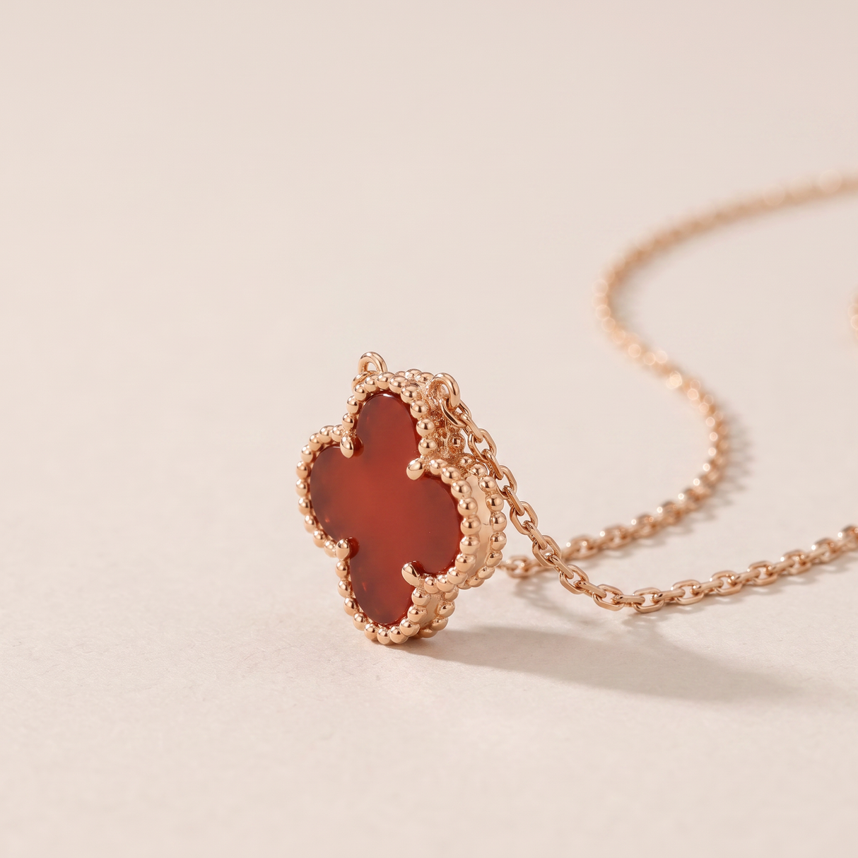 Vintage Alhambra 1 Carnelian Motif Necklace