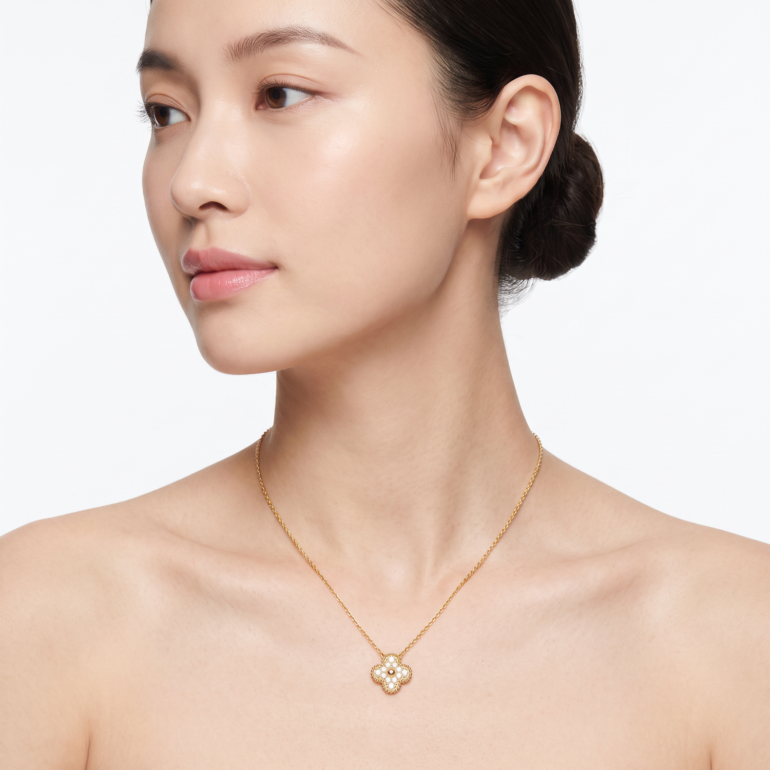 Vintage Alhambra 1 Pavé Motif Necklace