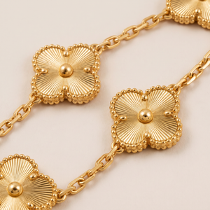 Vintage Alhambra 5 Motifs Style Fluted Clover Chain Bracelet