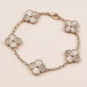 Vintage Alhambra 5 Motifs Style Fluted Clover Chain Bracelet