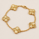 Vintage Alhambra 5 Motifs Style Fluted Clover Chain Bracelet