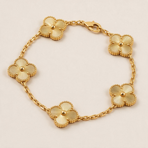 Vintage Alhambra 5 Motifs Style Fluted Clover Chain Bracelet