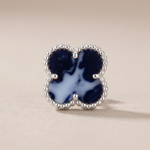 Vintage Alhambra Blue Enamel Earrings