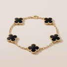 Vintage Alhambra Five Motifs Black Clover Bracelet