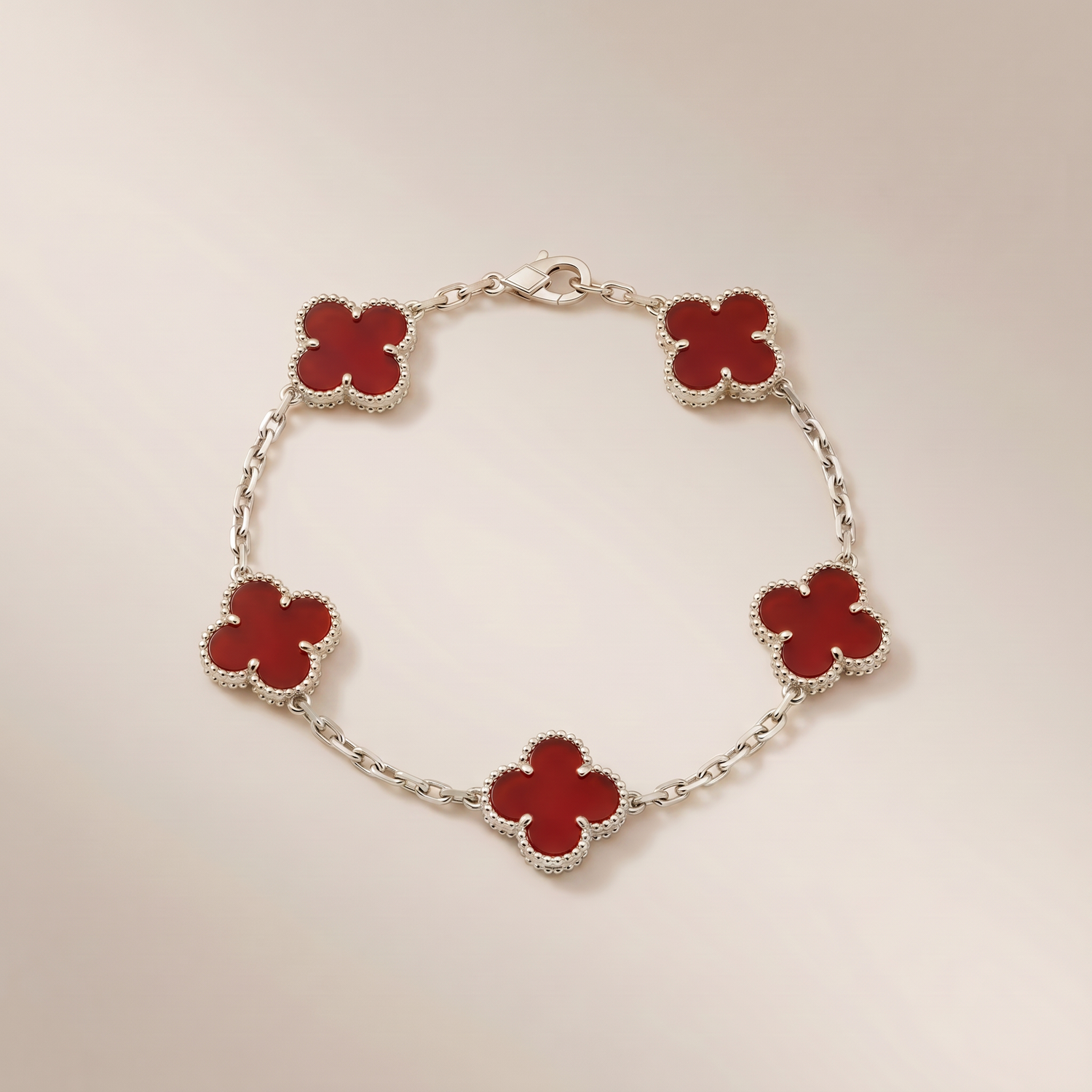 Vintage Alhambra Five Motifs Carnelian Bracelet
