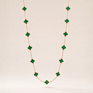 Vintage Alhambra Malachite 20 Motifs Long Necklace