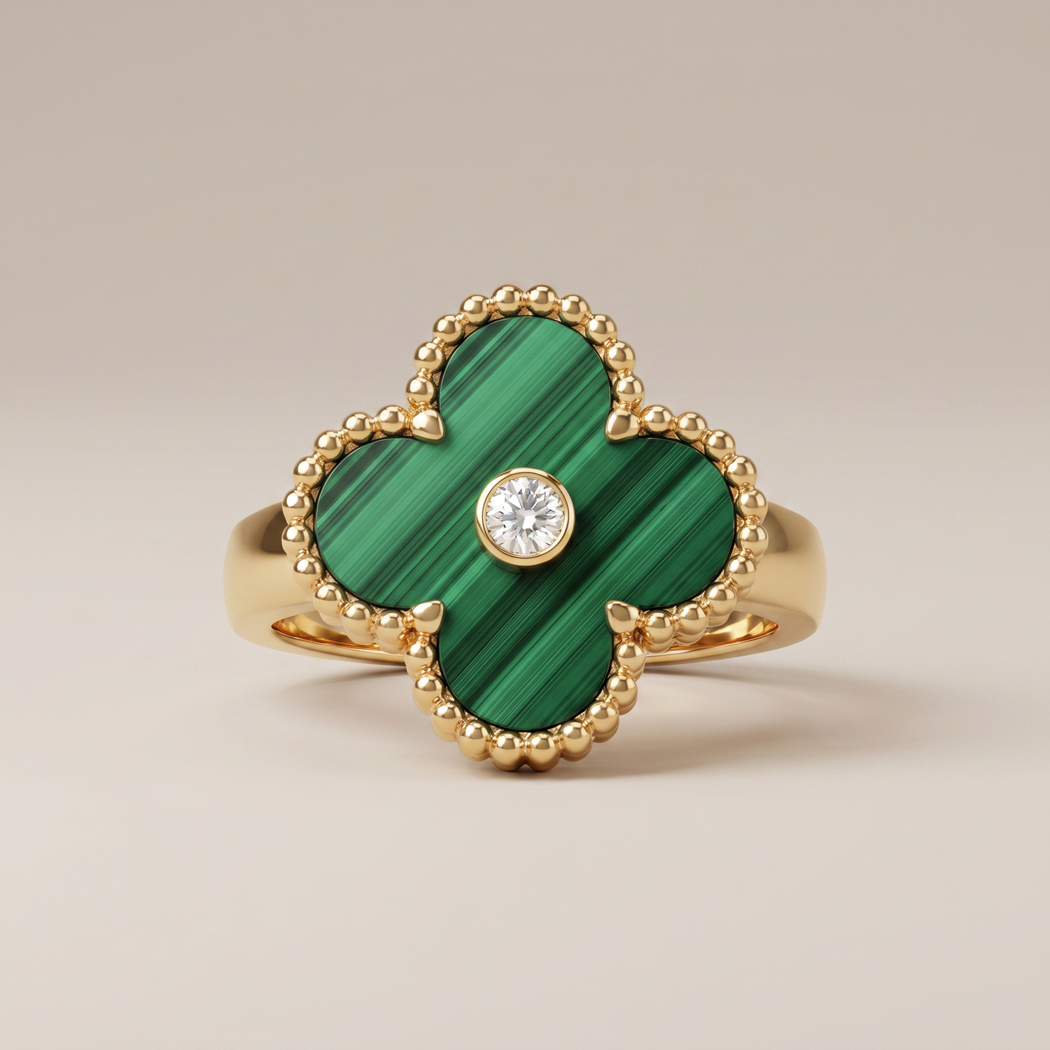 Vintage Alhambra Malachite Ring