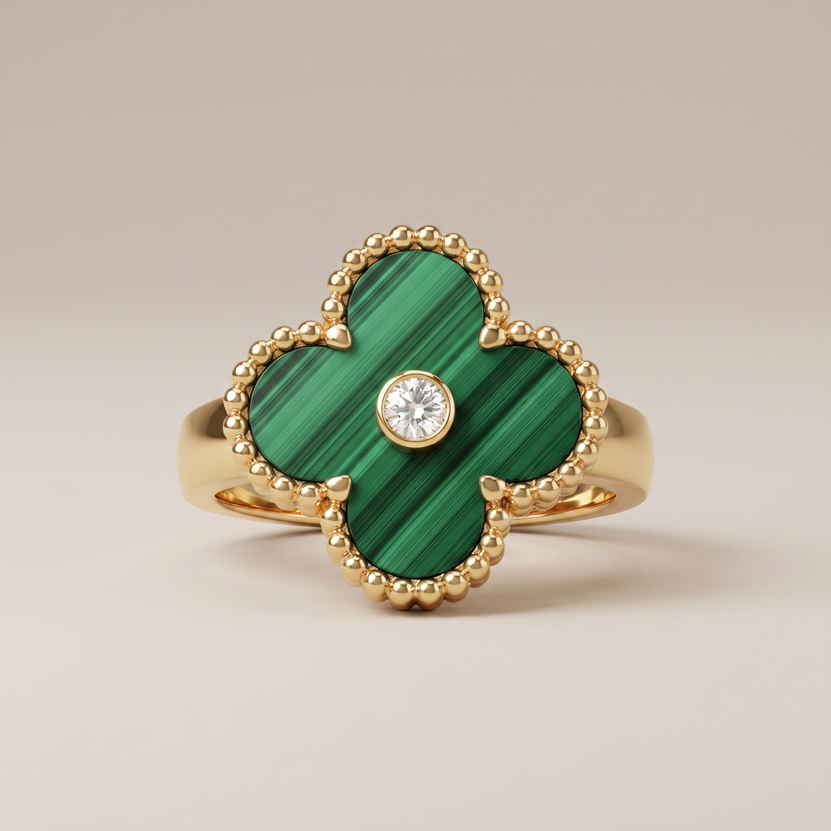 Vintage Alhambra Malachite Ring