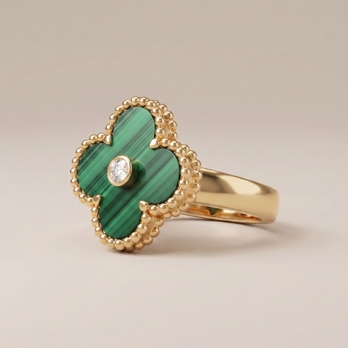 Vintage Alhambra Malachite Ring