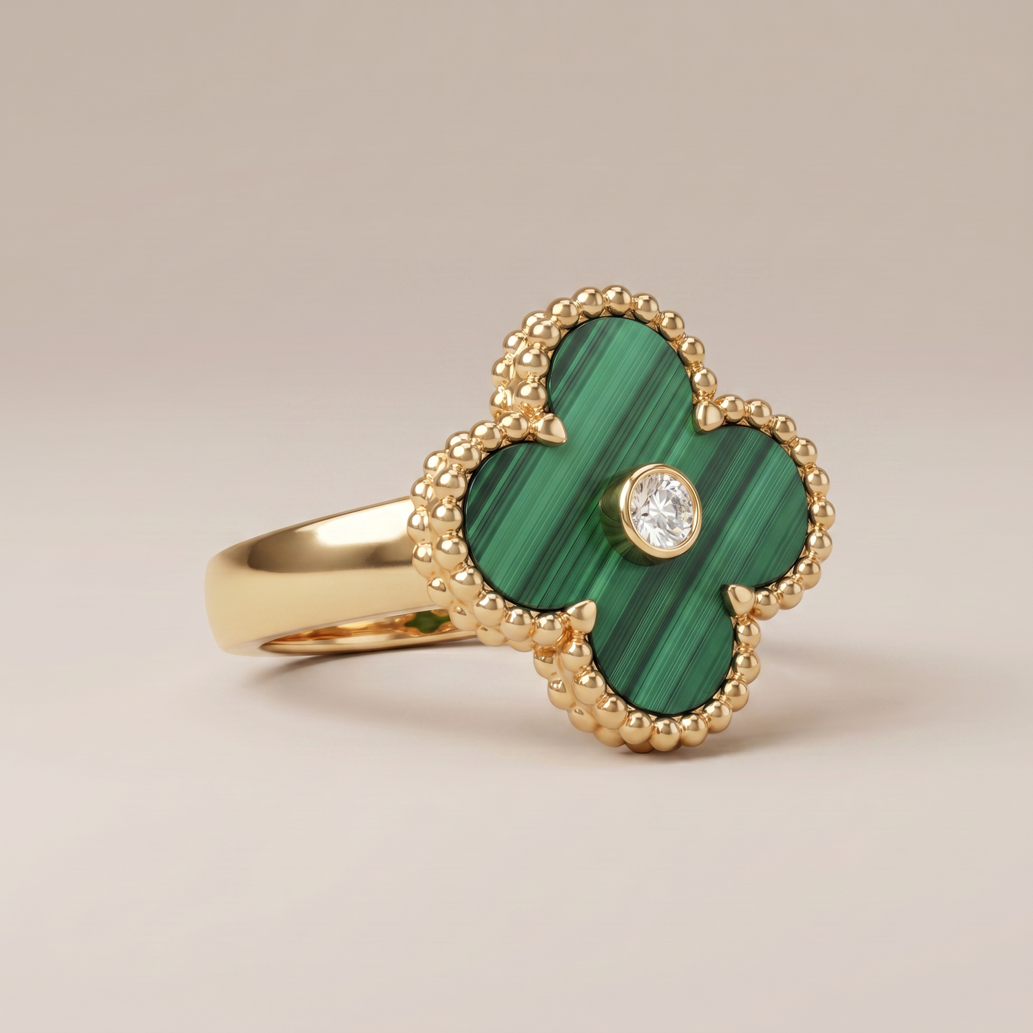 Vintage Alhambra Malachite Ring