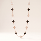 Vintage Alhambra Onyx 20 Motifs Long Necklace