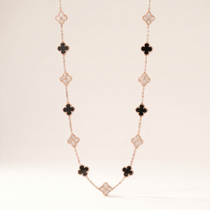 Vintage Alhambra Onyx 20 Motifs Long Necklace