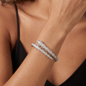 White Serpenti Pavé Diamonds Wrap Bracelet