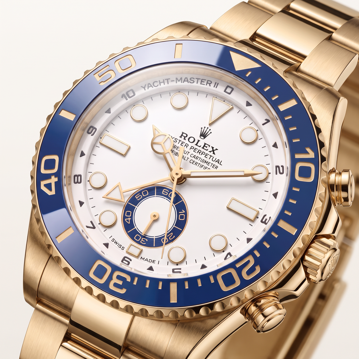 Yacht Master Ii 126688 White Dial Blue Bezel Gold Tone Automatic Watch